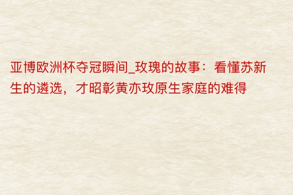 亚博欧洲杯夺冠瞬间_玫瑰的故事：看懂苏新生的遴选，才昭彰黄亦玫原生家庭的难得